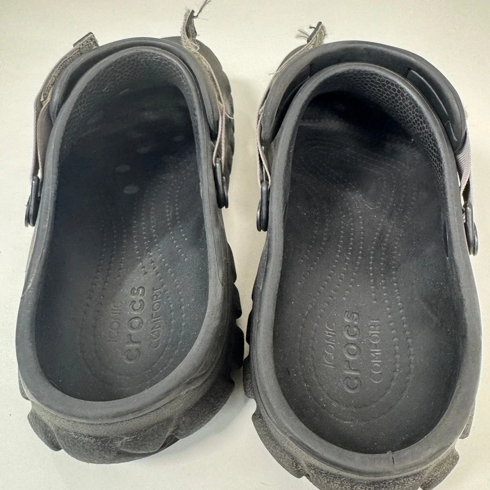 Crocs Classic All-Terrain Clogs Black Rugged Sole Adjustable Strap Mens 12